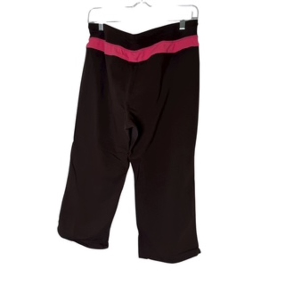 bcg Brown/Pink Capri Elastic/Drawstring Waist Hidden Pocket Leggings Size L - Picture 6 of 6